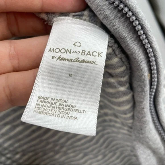 Moon and Back by Hanna Anderson Sleep Sack gray striped Sz M - Picture 6 of 7